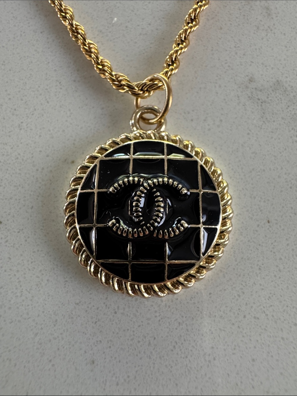 CHANEL Gold and Black Medallion Pendant Necklace - Picture 2 of 4